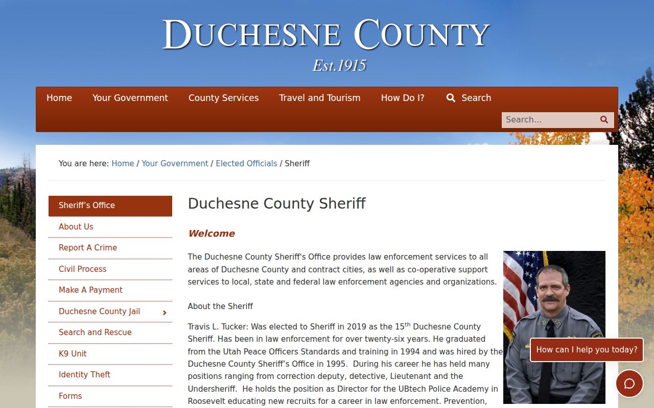 Duchesne County Tabiona warrant records, Sheriff public contact and hours