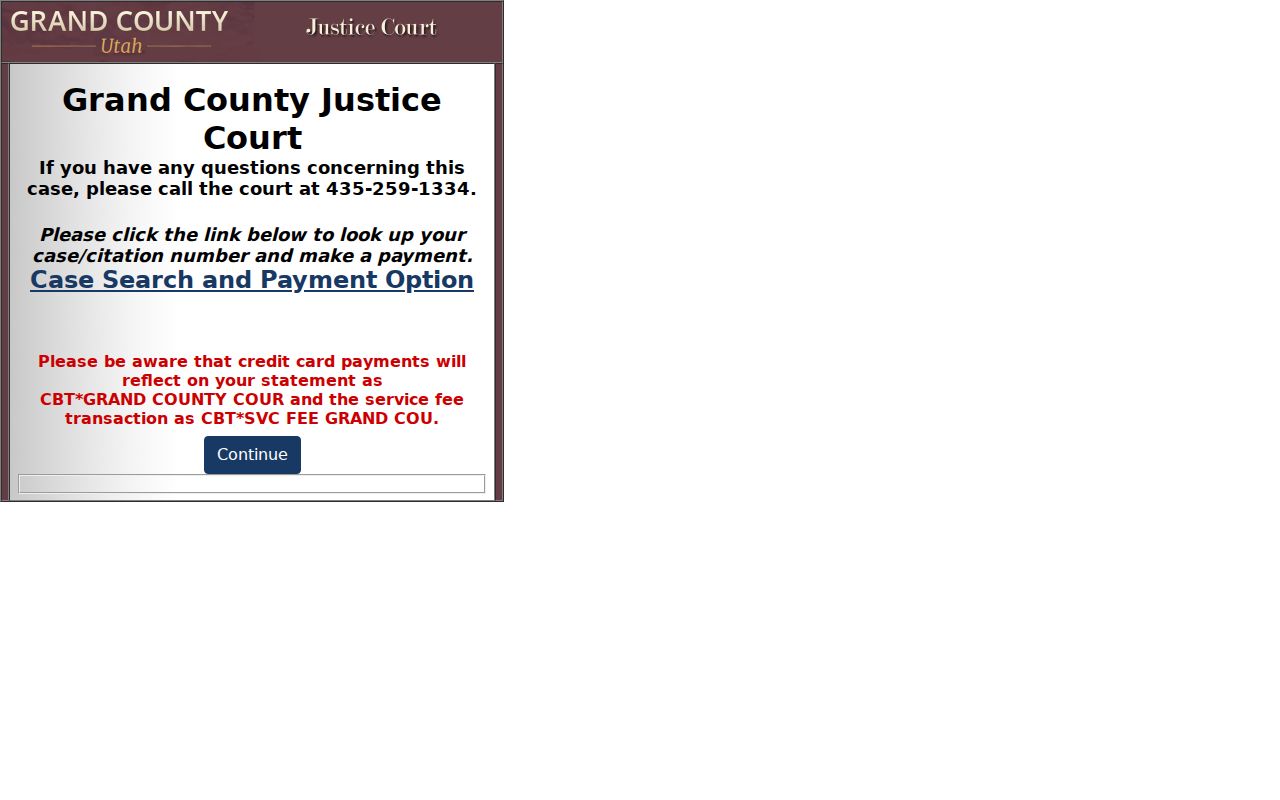 Duchesne County traffic warrant records, Justice Court payment portal