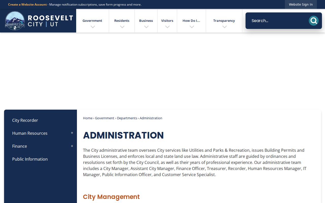 Duchesne County Roosevelt warrant records, official city administration page