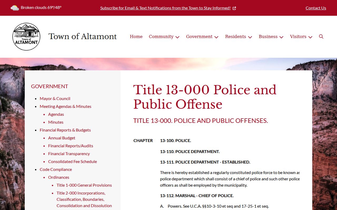 Duchesne County Altamont warrant records, town police and marshal code
