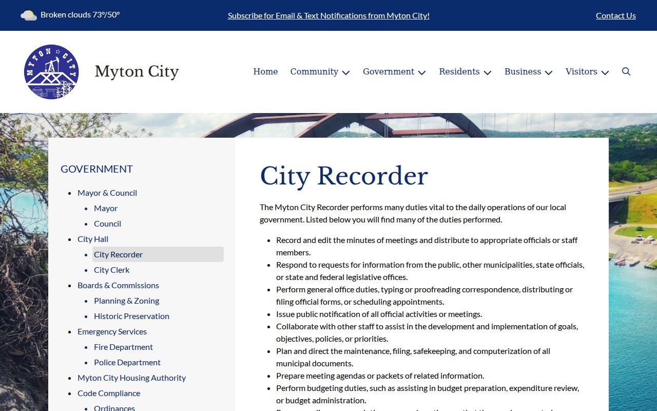 Duchesne County Myton warrant records, City Recorder and municipal records contact