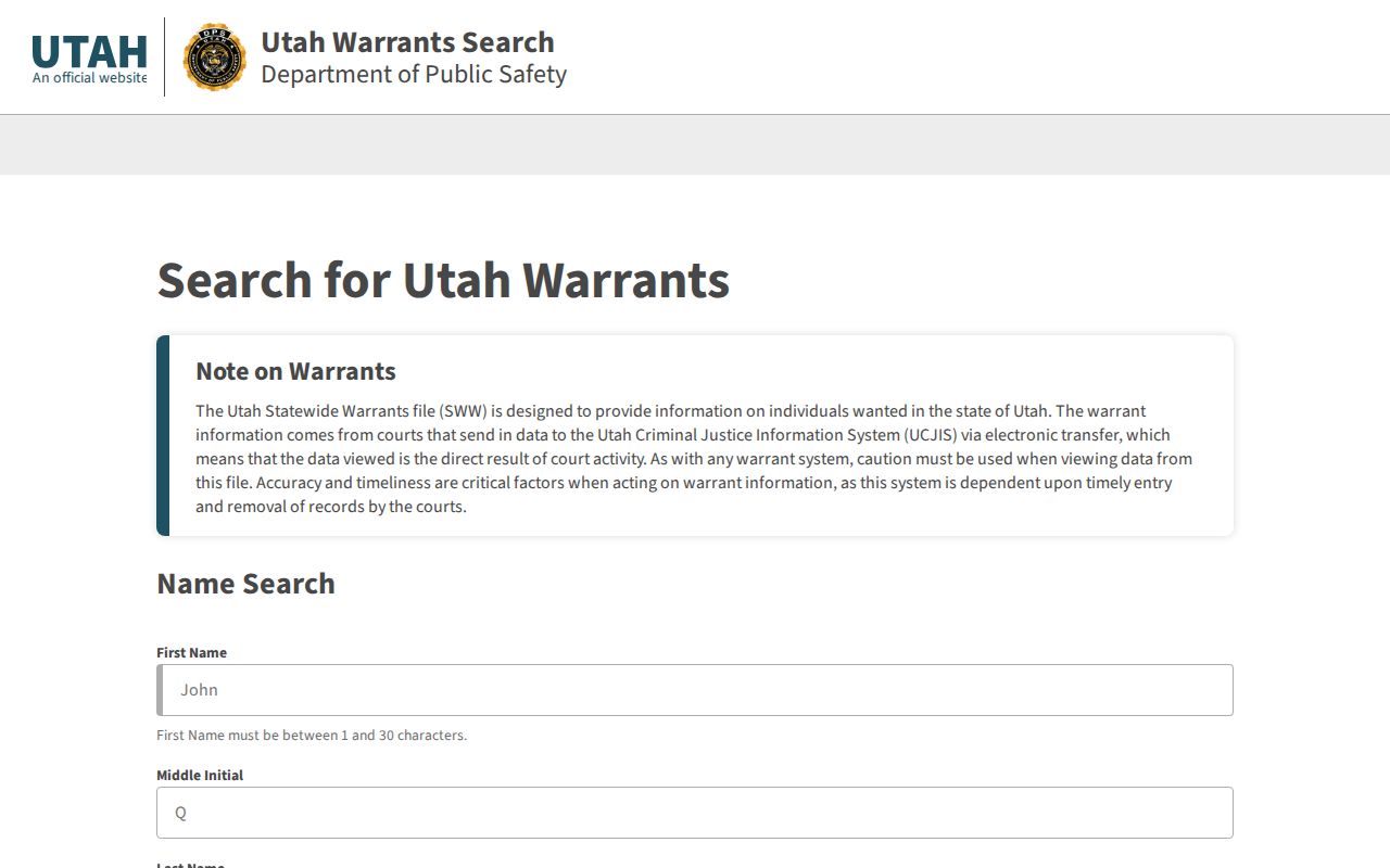 Duchesne County warrant records, Utah Statewide Warrants search